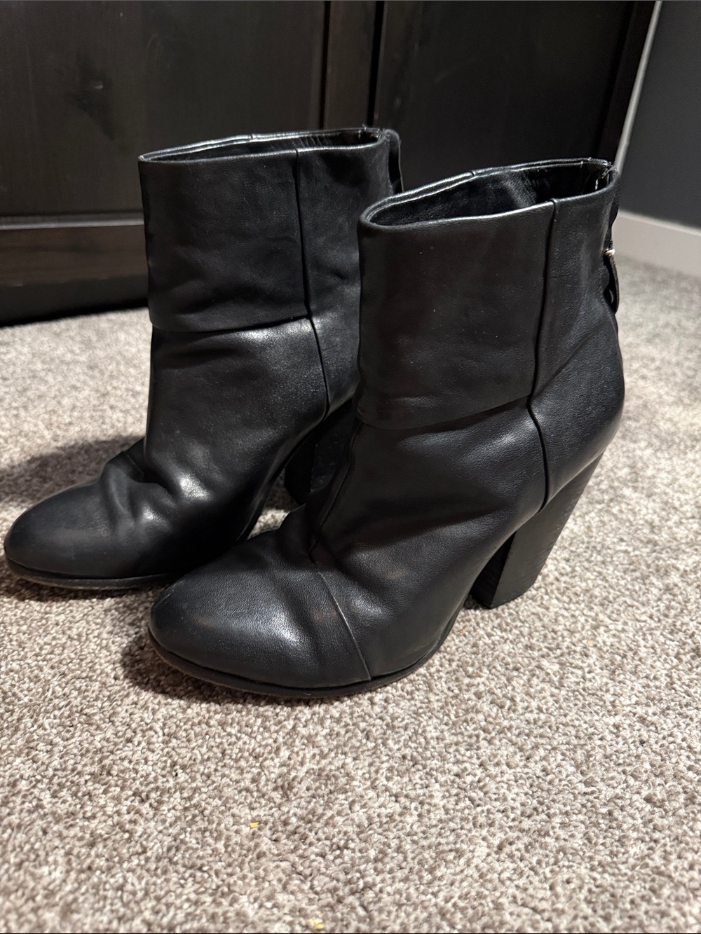 rag & bone Black Leather High Heel Ankle Booties